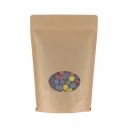 Stand-up pouch kraft paper with oval window - brown