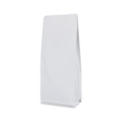 Flat bottom coffee pouch - matt white - 500 gr (110x280+{40+40} mm)