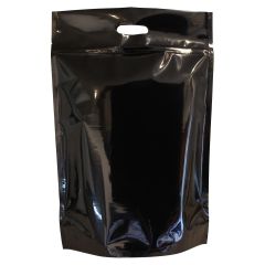 Stand-up pouch with handle - shiny black - 300x500+{75+75} mm (8 ltr)