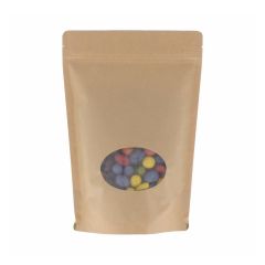 Stand-up pouch kraft paper with oval window - brown