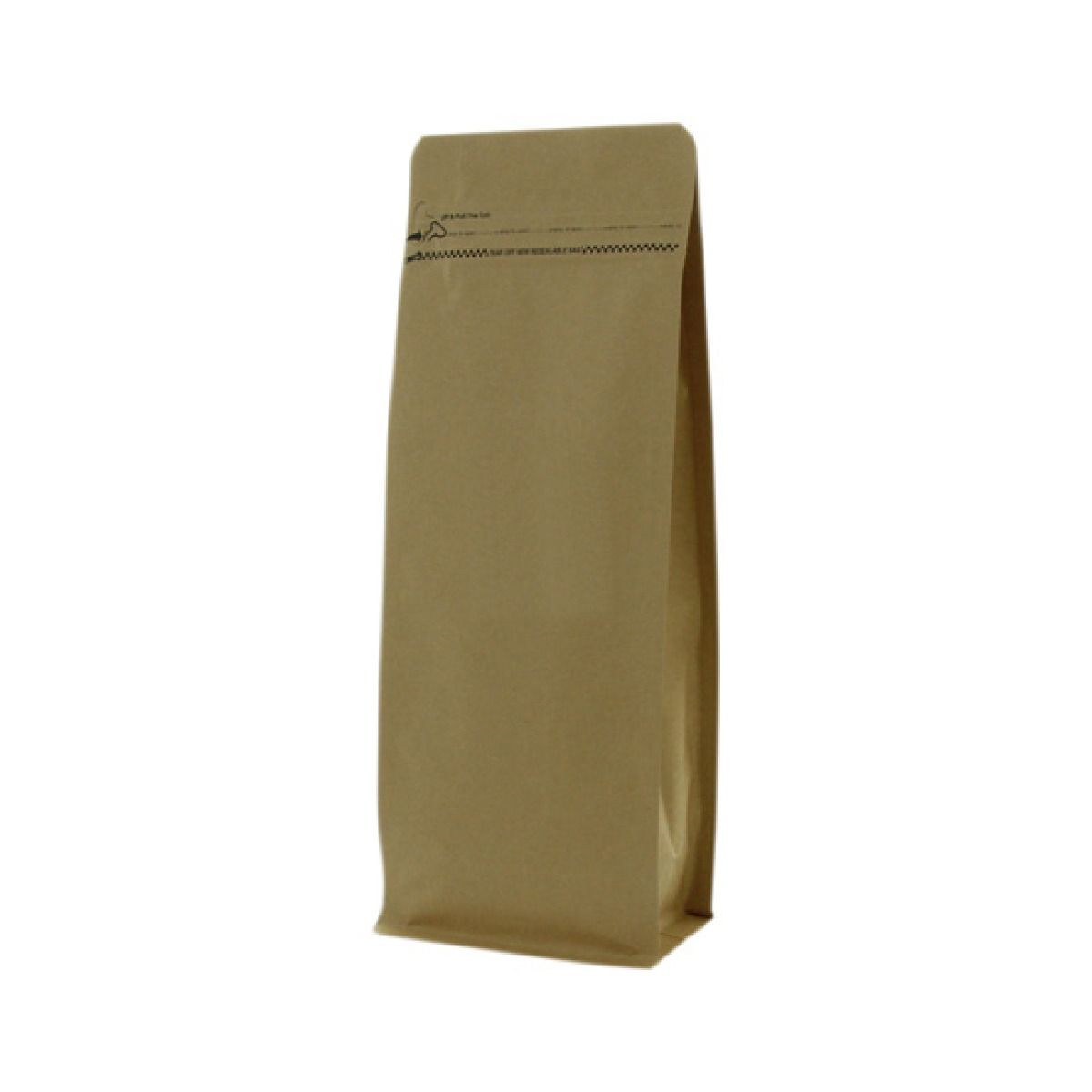 Flat bottom pouch kraft paper with front zipper - brown
