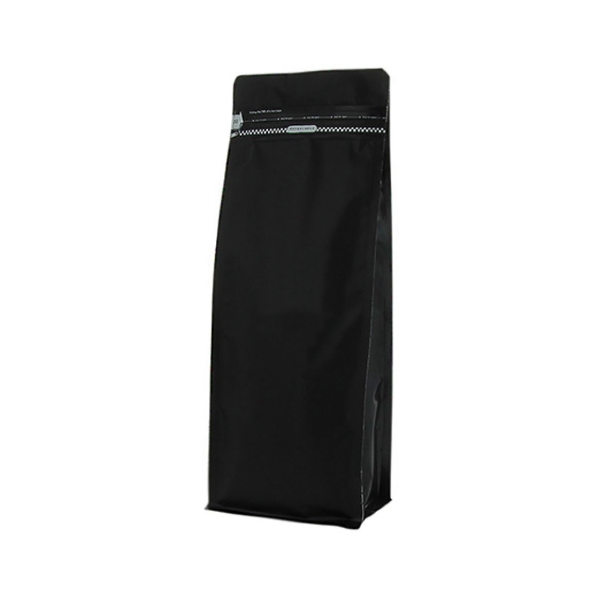 Flat bottom pouch with front zipper - matt black