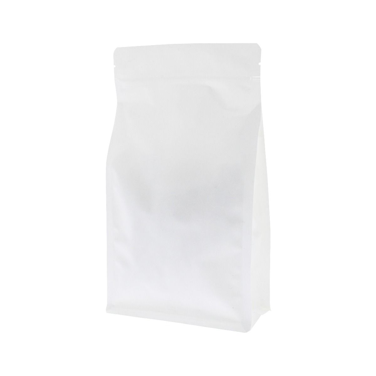 Flat bottom pouch with zipper - matt white (100% recyclable)