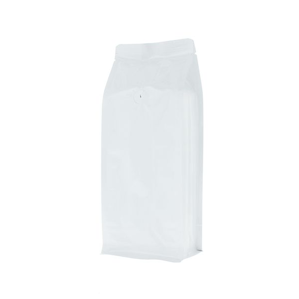 Flat bottom coffee pouch - shiny white