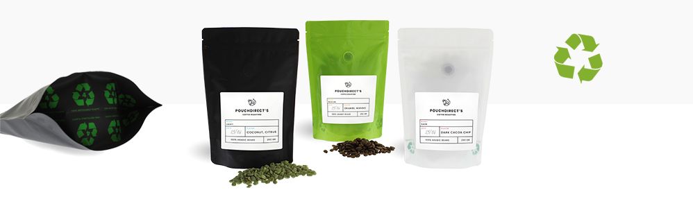 100% Recyclable stand-up pouches with paper feel varnish