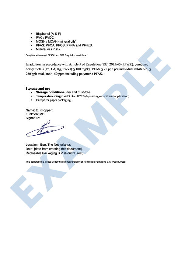 Declaration of Compliance